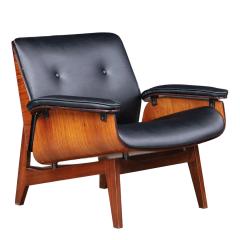 Ico Parisi Late 1950s Ico Parisi sculptural rosewood leather lounge chair MIM Roma - 4747267