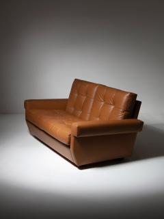 Ico Parisi Leather Settee Model 919 by Ico Parisi for Cassina Italy 1960s - 4726229