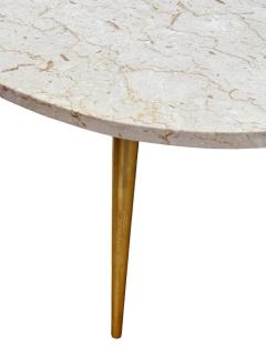 Ico Parisi Mid Century Italian Modern Kidney Shape Marble Cocktail Table with Brass Legs - 4333767