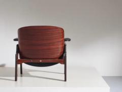 Ico Parisi Midcentury Armchair by Ico Parisi for Mim Roma Made by Wood and Black Leather - 3468828