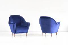 Ico Parisi Pair of Ico Parisi Armchairs in Blue Mohair Velvet 1951 - 1275751