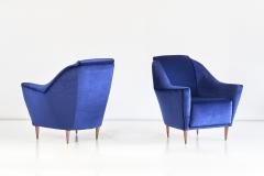 Ico Parisi Pair of Ico Parisi Armchairs in Blue Mohair Velvet 1951 - 1275752