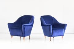 Ico Parisi Pair of Ico Parisi Armchairs in Blue Mohair Velvet 1951 - 1275753