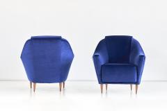 Ico Parisi Pair of Ico Parisi Armchairs in Blue Mohair Velvet 1951 - 1275754