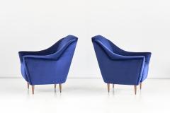 Ico Parisi Pair of Ico Parisi Armchairs in Blue Mohair Velvet 1951 - 1275755