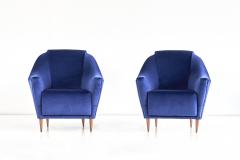 Ico Parisi Pair of Ico Parisi Armchairs in Blue Mohair Velvet 1951 - 1275757