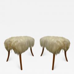 Ico Parisi Pair of Italian Long Hair Goatskin Benches - 1762305