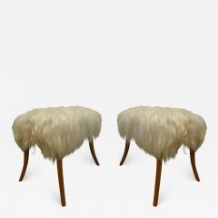 Ico Parisi Pair of Italian Long Hair Goatskin Benches - 1762305