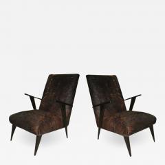 Ico Parisi Pair of Italian Mid Century Modern Lounge Chairs Attributed to Ico Parisi - 1812879