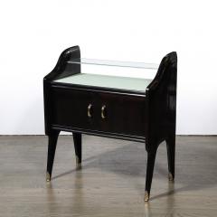 Ico Parisi Pair of Mid Century Ebonized Walnut Brass Sculptural Nightstands by Ico Parisi - 3523574