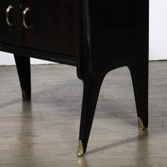 Ico Parisi Pair of Mid Century Ebonized Walnut Brass Sculptural Nightstands by Ico Parisi - 3523750