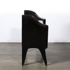 Ico Parisi Pair of Mid Century Ebonized Walnut Brass Sculptural Nightstands by Ico Parisi - 3523933