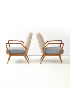 Ico Parisi Pair of Wool and Cherry Armchairs in the Manner of Ico Parisi Italy c 1950 - 4575781
