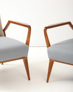 Ico Parisi Pair of Wool and Cherry Armchairs in the Manner of Ico Parisi Italy c 1950 - 4575791