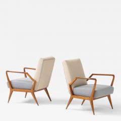Ico Parisi Pair of Wool and Cherry Armchairs in the Manner of Ico Parisi Italy c 1950 - 4575841