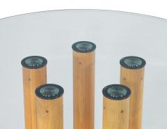 Ico Parisi Round Italian Modern Glass Dining Table with Wood Legs by Ico Parisi - 3265359