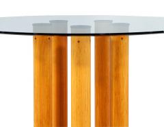 Ico Parisi Round Italian Modern Glass Dining Table with Wood Legs by Ico Parisi - 3265362
