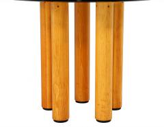 Ico Parisi Round Italian Modern Glass Dining Table with Wood Legs by Ico Parisi - 3265363