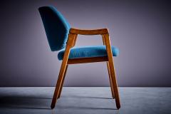 Ico Parisi Set of 6 Ico Parisi Cassina Dining Chairs newly upholstered in blue fabric - 3479544