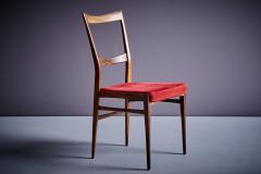 Ico Parisi Set of 6 Rosewood Dining Chairs in the manner of Ico Parisi with red upholstery - 3404850