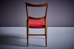 Ico Parisi Set of 6 Rosewood Dining Chairs in the manner of Ico Parisi with red upholstery - 3404856