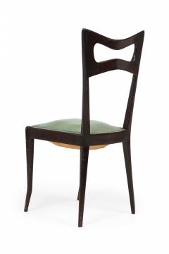 Ico Parisi Set of 8 Ico Parisi Italian Ebonized Green Leather Upholstered Dining Chairs - 4273335