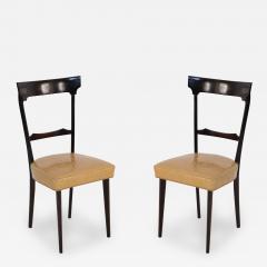 Ico Parisi Set of 8 Ico Parisi Mahogany Frame and Yellow Alligator Upholstered Dining Sid - 2789533