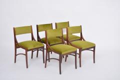Ico Parisi Set of five Mid Century Modern Green reupholstered Dining Chairs by Ico Parisi - 3385311