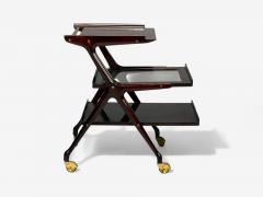Ico Parisi Style Italian Modern Wood Brass Glass Bar Cart Italy 1950s - 4246978