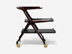 Ico Parisi Style Italian Modern Wood Brass Glass Bar Cart Italy 1950s - 4246984