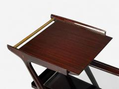 Ico Parisi Style Italian Modern Wood Brass Glass Bar Cart Italy 1950s - 4246987