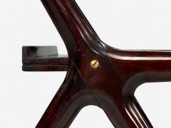 Ico Parisi Style Italian Modern Wood Brass Glass Bar Cart Italy 1950s - 4246998