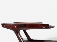 Ico Parisi Style Italian Modern Wood Brass Glass Bar Cart Italy 1950s - 4247000