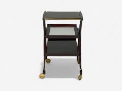 Ico Parisi Style Italian Modern Wood Brass Glass Bar Cart Italy 1950s - 4247012
