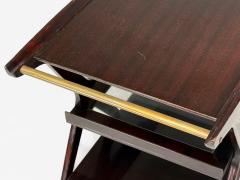 Ico Parisi Style Italian Modern Wood Brass Glass Bar Cart Italy 1950s - 4247014