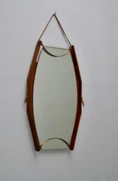 Ico Parisi Wall Mirror in Walnut Brass and Glass Italy 1950s - 3927900