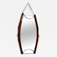 Ico Parisi Wall Mirror in Walnut Brass and Glass Italy 1950s - 3931135