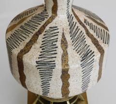 Iconic 1950s Atomic Age Ceramic Baluster form Lamp with Abstract Decoration - 1978794