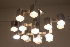 Iconic Cubic Gaetano Sciolari Chandelier Italy 1970 - 3868242