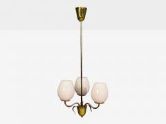 Idman Finnish Modern Pendant Light Brass Pink Tinted Glass Finland 1950s - 4778507