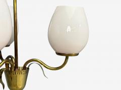 Idman Finnish Modern Pendant Light Brass Pink Tinted Glass Finland 1950s - 4778512