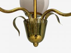 Idman Finnish Modern Pendant Light Brass Pink Tinted Glass Finland 1950s - 4778514