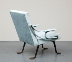 Ignazio Gardella Blue Silk Velvet Lounge Chair Digamma by Ignazio Gardella 1957 - 3260158