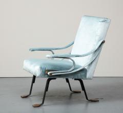 Ignazio Gardella Blue Silk Velvet Lounge Chair Digamma by Ignazio Gardella 1957 - 3260159