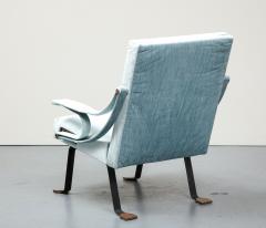 Ignazio Gardella Blue Silk Velvet Lounge Chair Digamma by Ignazio Gardella 1957 - 3260160