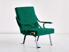 Ignazio Gardella Ignazio Gardella Digamma Armchair in Emerald Green Leli vre Fabric and Brass - 1951876