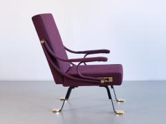 Ignazio Gardella Ignazio Gardella Digamma Armchair in Purple Dedar Fabric and Brass - 3355837