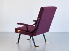 Ignazio Gardella Ignazio Gardella Digamma Armchair in Purple Dedar Fabric and Brass - 3355838