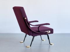 Ignazio Gardella Ignazio Gardella Digamma Armchair in Purple Dedar Fabric and Brass - 3355839