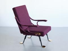 Ignazio Gardella Ignazio Gardella Digamma Armchair in Purple Dedar Fabric and Brass - 3355842